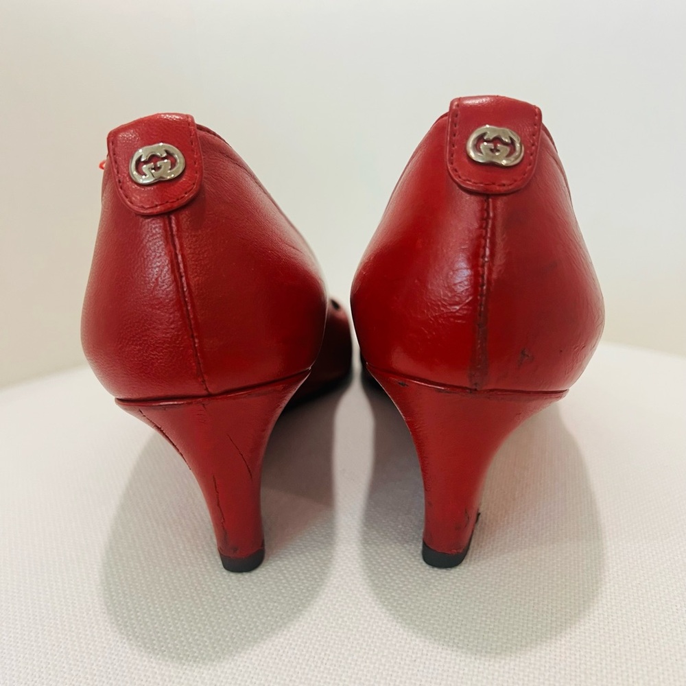 Gucci Bold Red Leather Heels - Picture 3 of 6